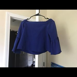 Blue off shoulder shirt